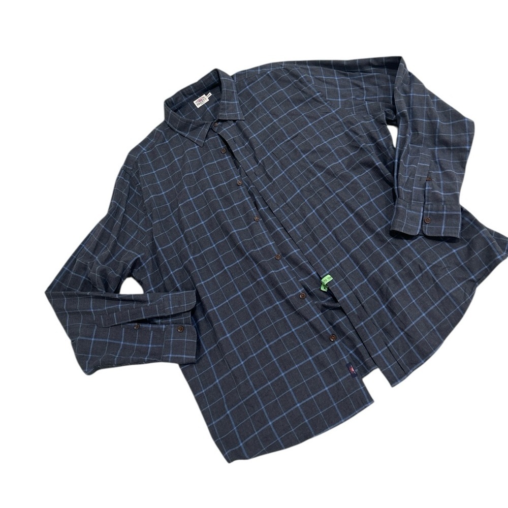 Men’s Faherty gray Light Blue Plaid check brushed cotton casual shirt size xxl